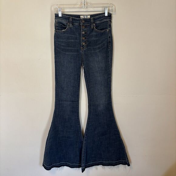 Free People We The Free Irreplaceable Bell Flare Jeans 27 Boho Stretch Western - Picture 1 of 8